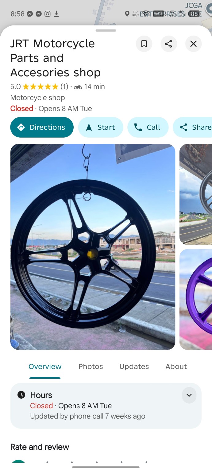 Motorcycle wheel from JRT supplied photo